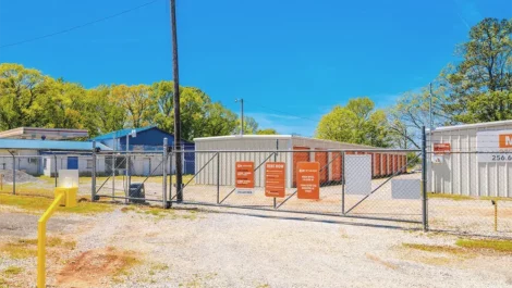 secure self storage facility with gate and fencing