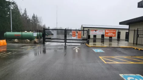 Secure front gate of self storage facility