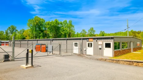secure self storage facility with gate and keypad