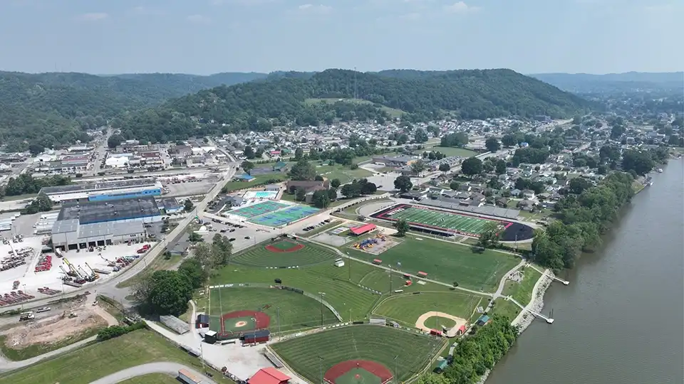 aerial view of parks and sports fields in Nitro, WV